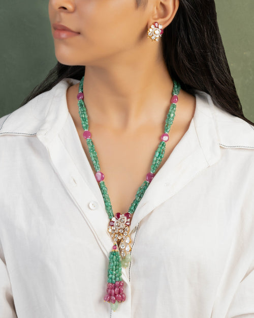 Laiba Polki And Diamond Bead Pendant