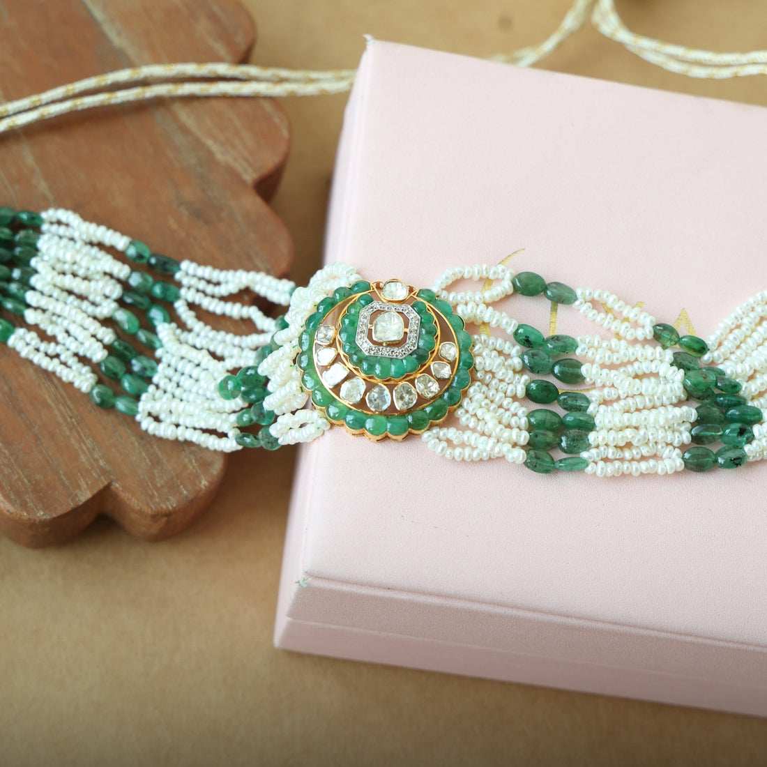 Rishika Polki And Diamond Bead Choker