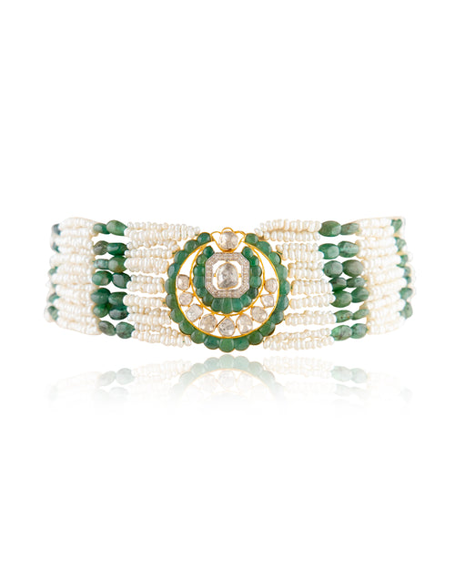 Rishika Polki And Diamond Bead Choker