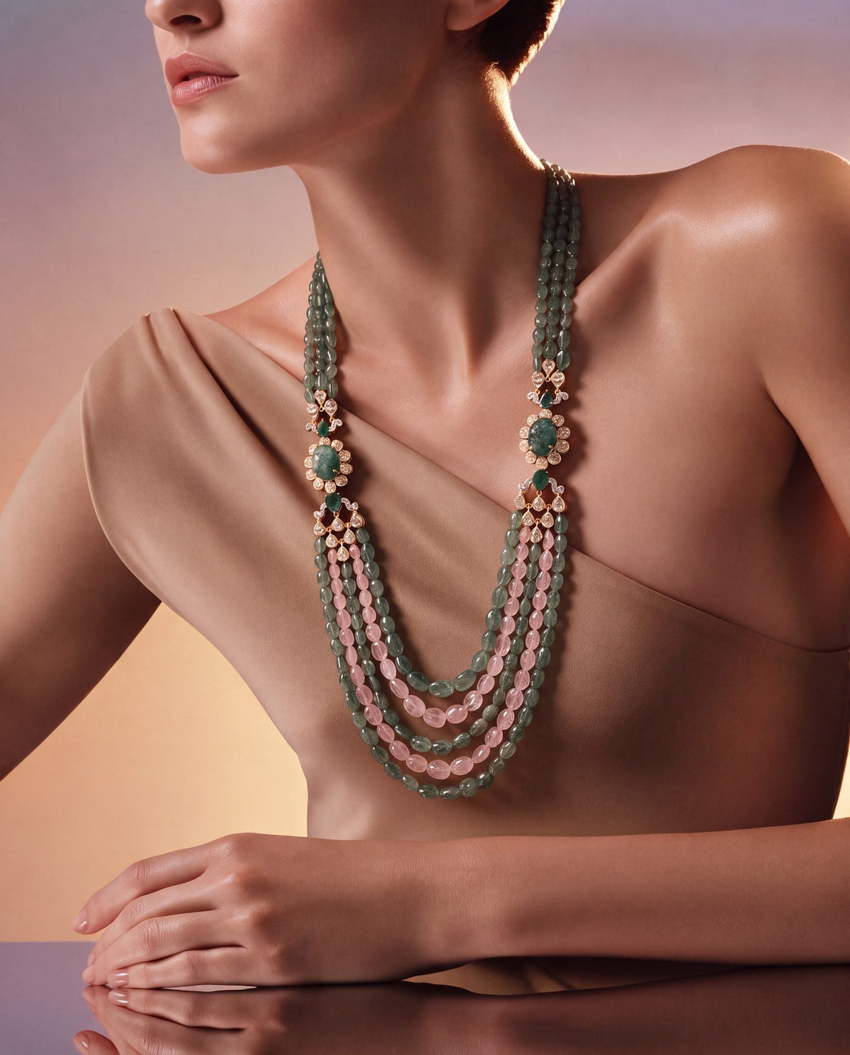 Leevina Polki And Diamond Bead Pendant
