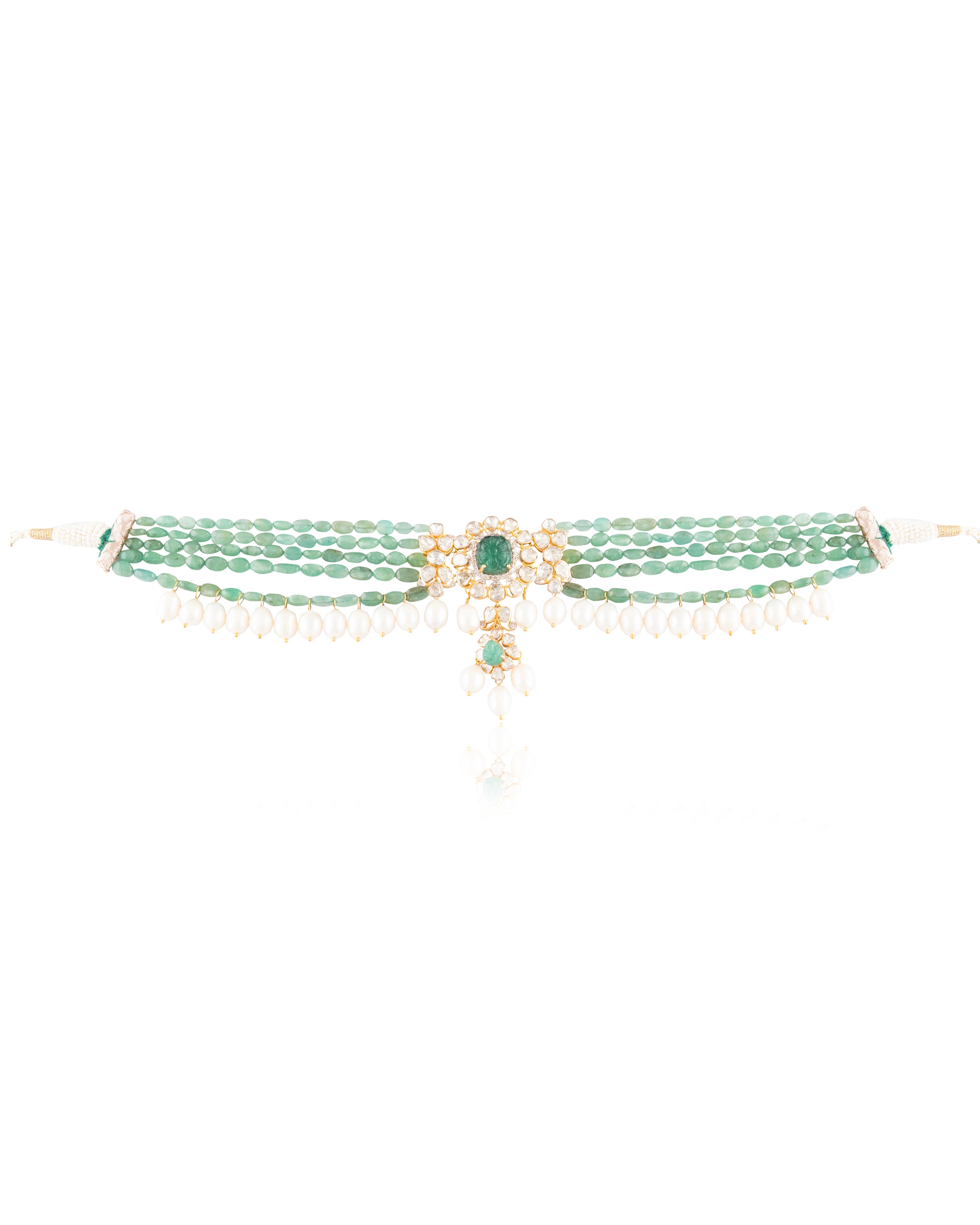 Samara Polki  And Diamond Bead Choker