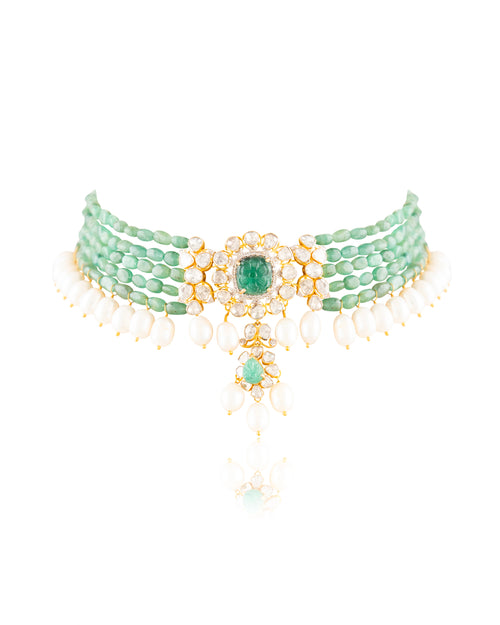 Samara Polki  And Diamond Bead Choker