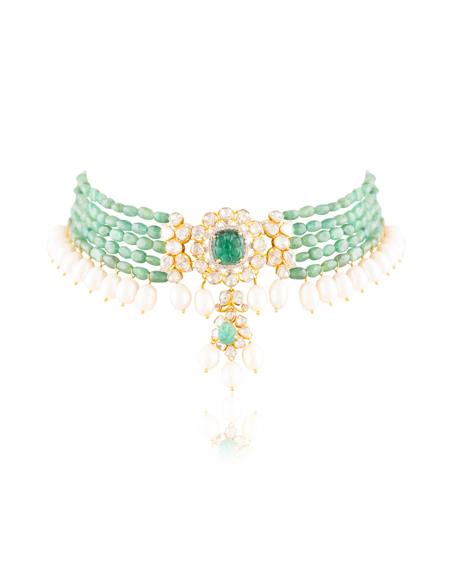 Samara Polki  And Diamond Bead Choker