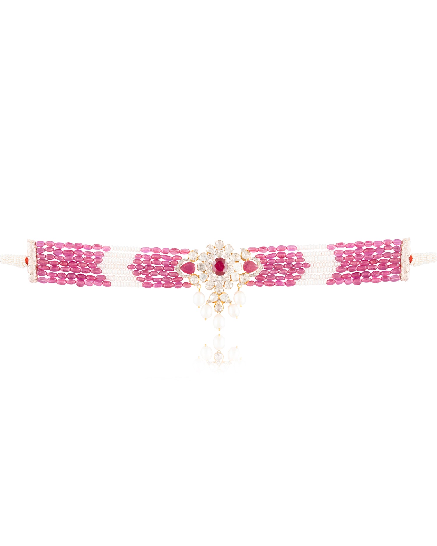 Evie Polki And Diamond Bead Choker