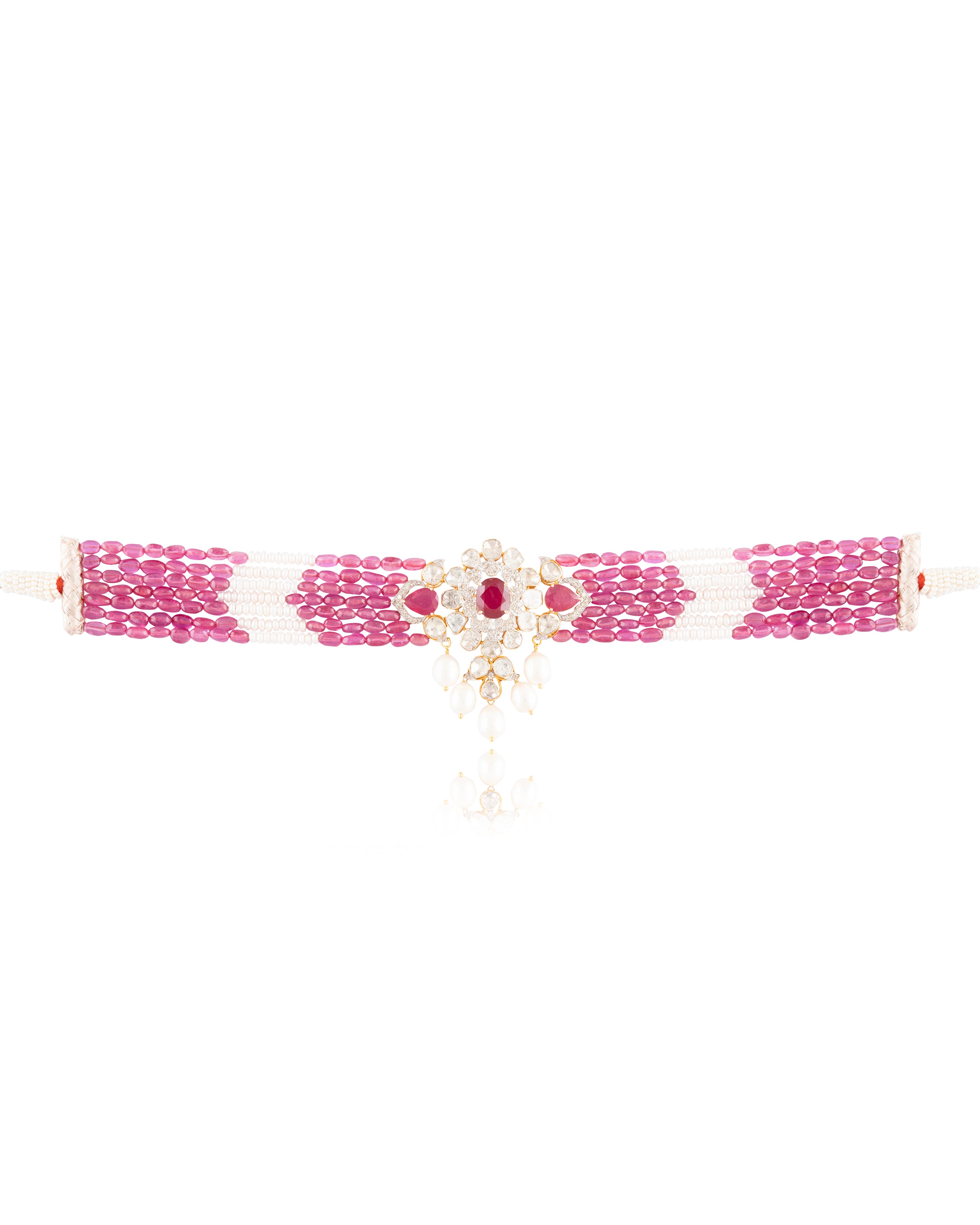 Evie Polki And Diamond Bead Choker