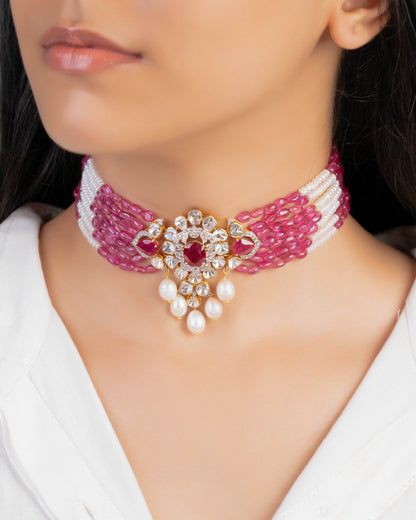 Manasvi Polki And Diamond Bead Choker