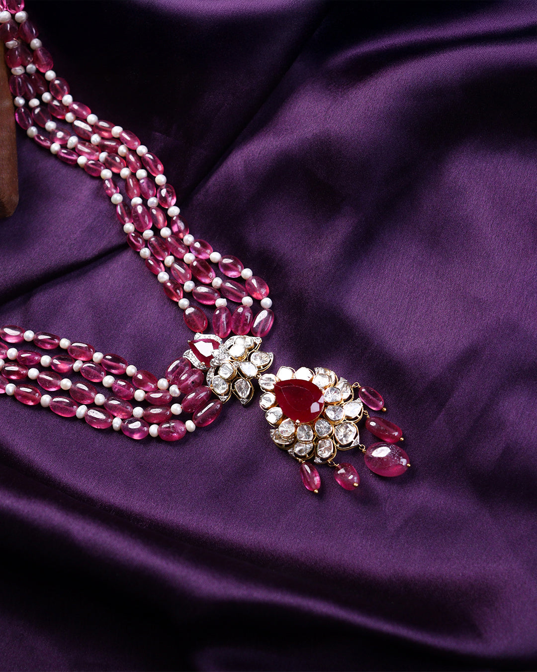 Celia Polki And Diamond Bead Pendant