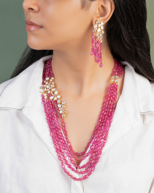 Hania Polki And Diamond Long Earrings