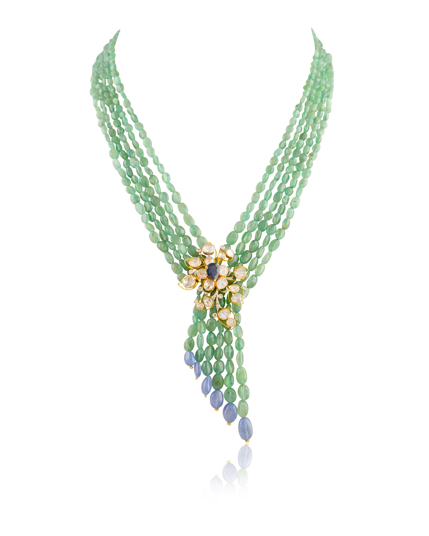 Pushiya Polki And Diamond Bead Pendant