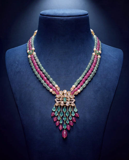 Faiza Polki And Diamond Bead Pendant