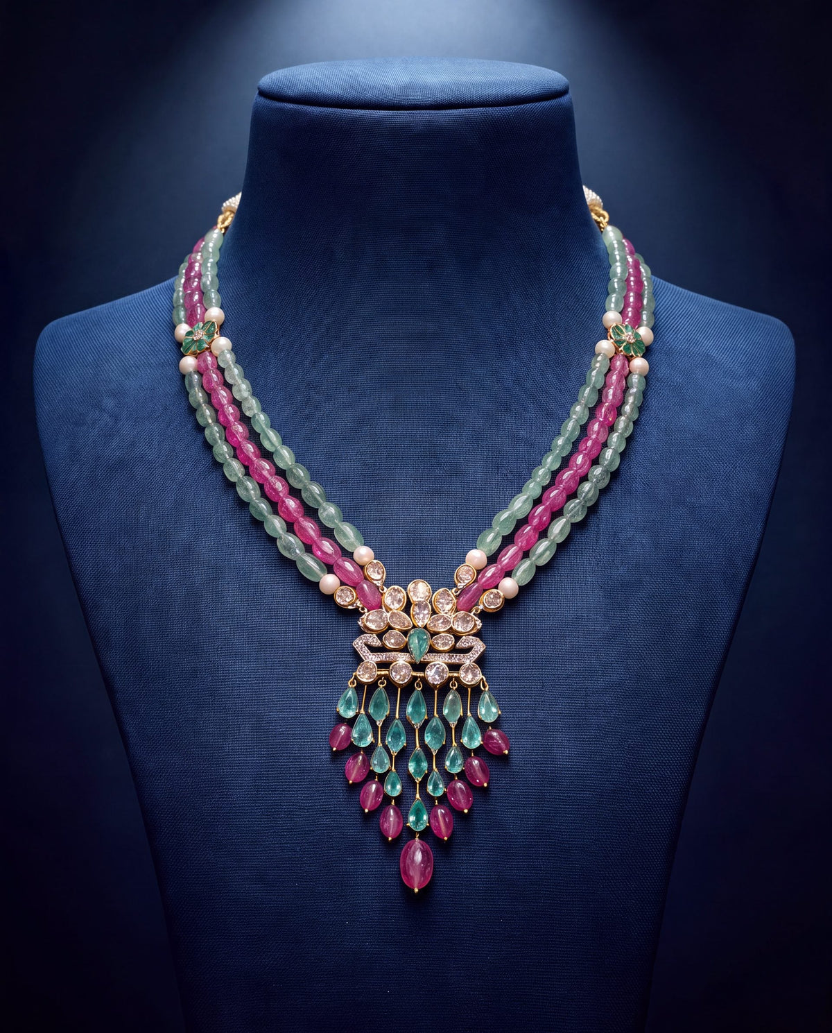 Faiza Polki And Diamond Bead Pendant