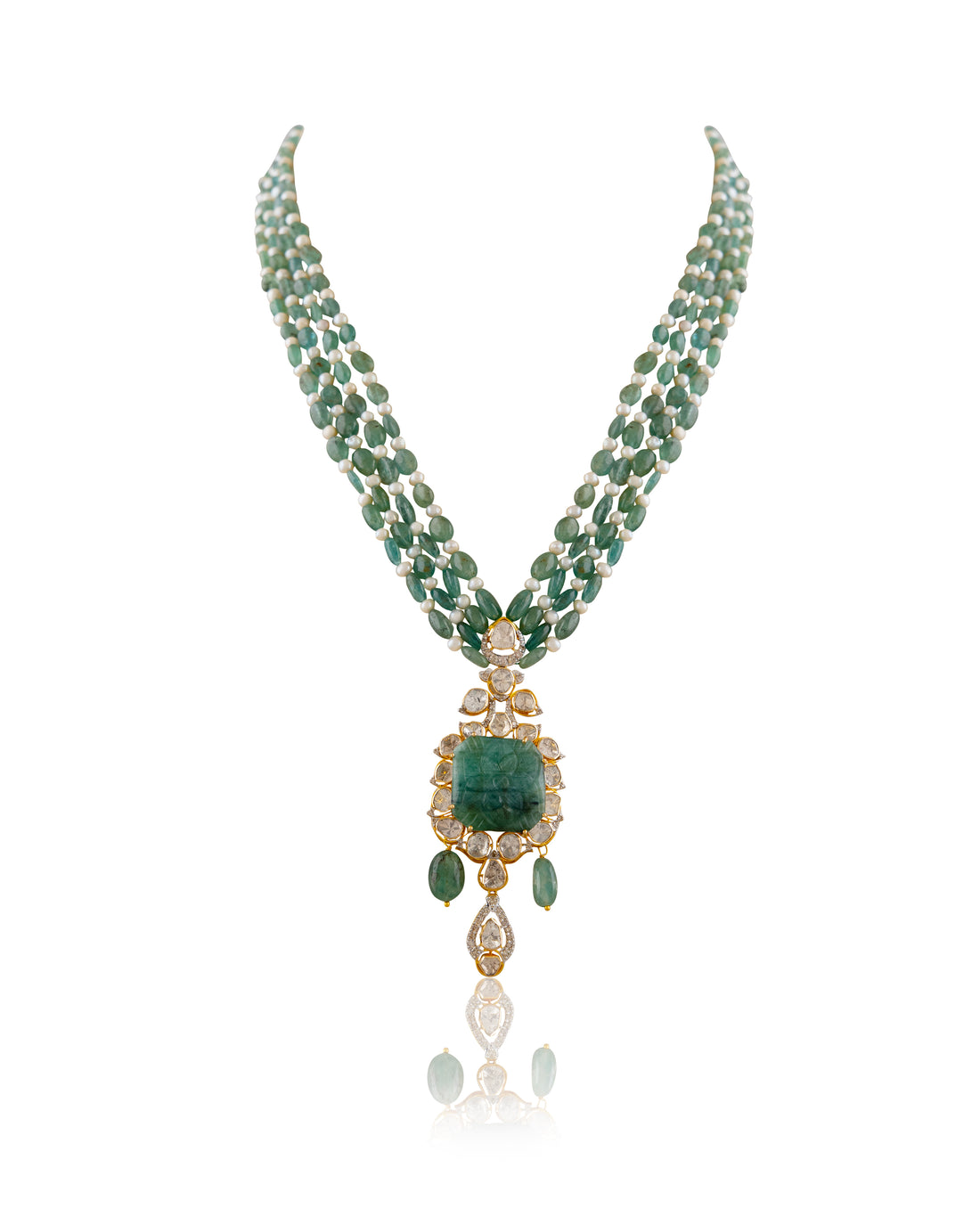 Siena Polki And Diamond Bead Pendant