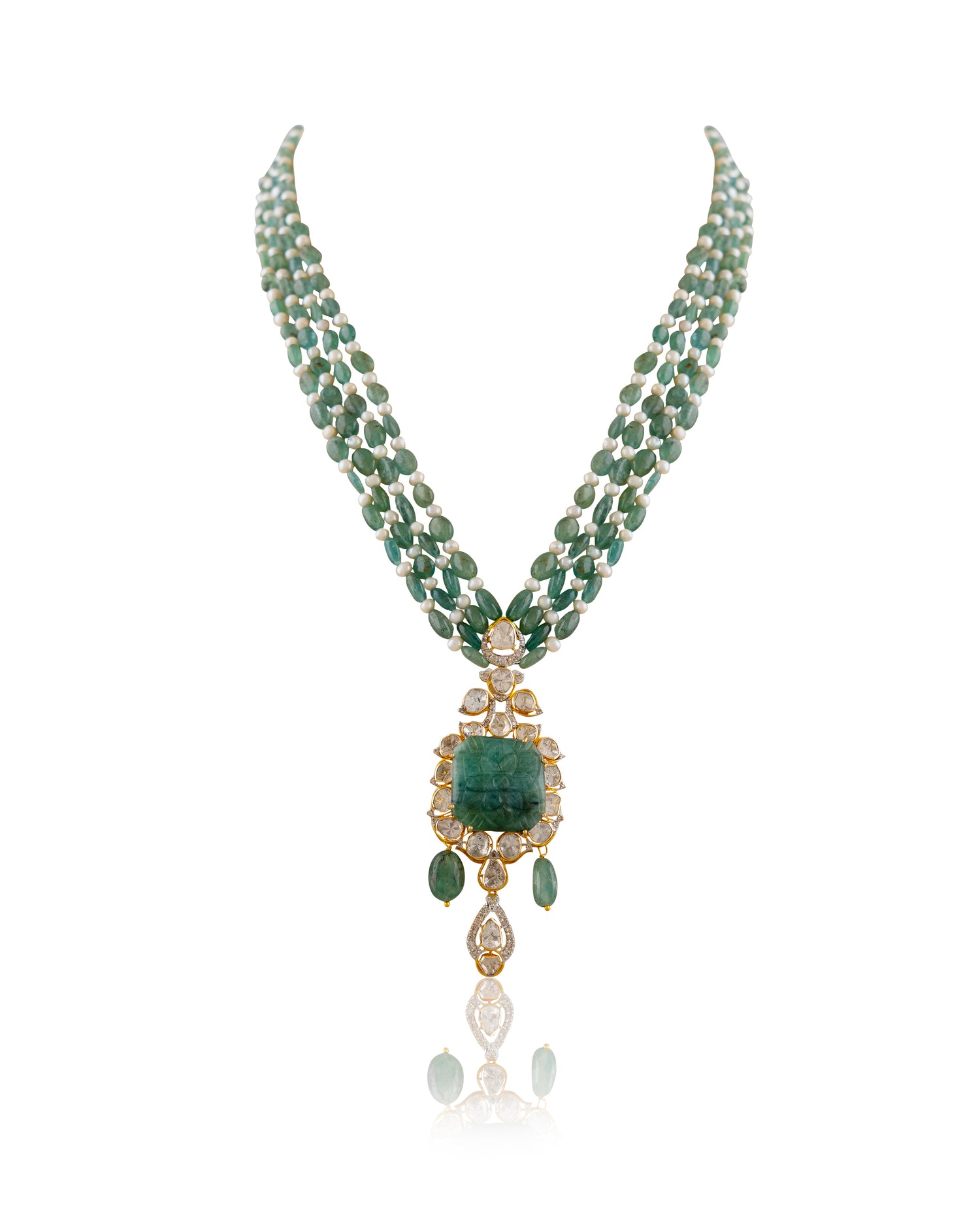 Siena Polki And Diamond Bead Pendant