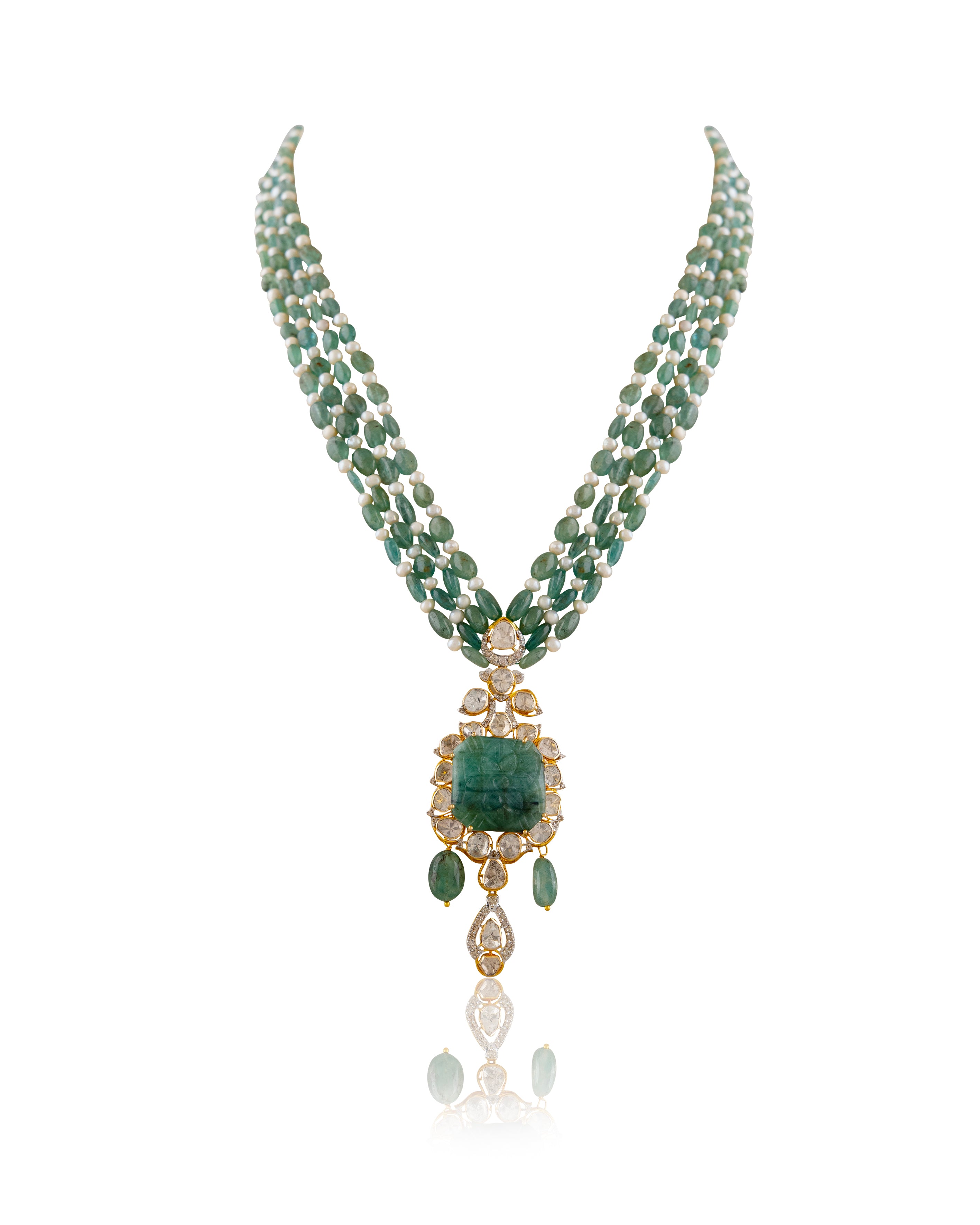 Siena Polki And Diamond Bead Pendant