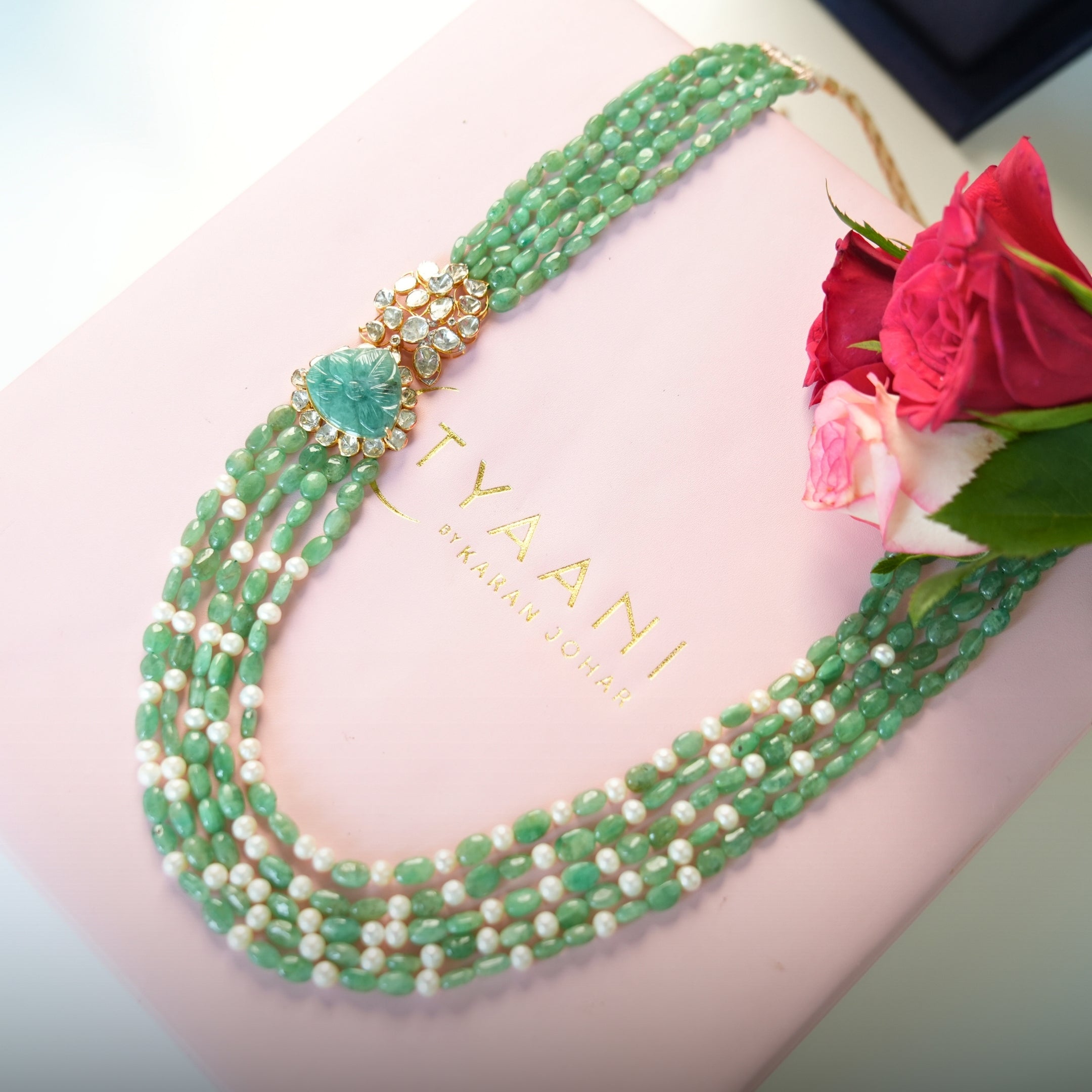 Ruha Polki And Diamond Bead Pendant