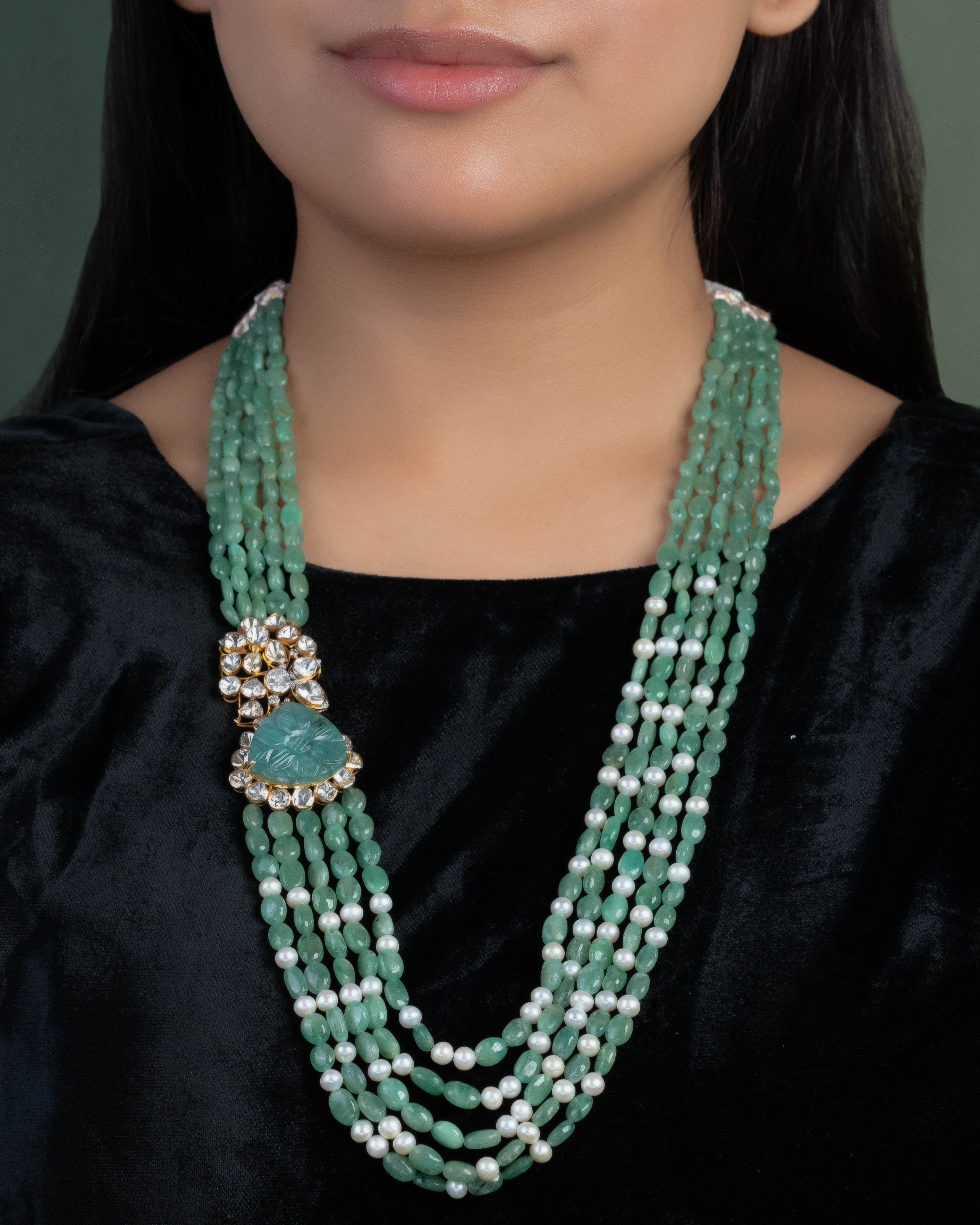 Ruha Polki And Diamond Bead Pendant