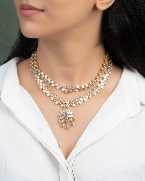 Moni Polki And Diamond Necklace