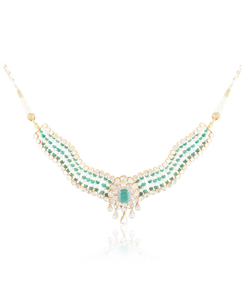 Sanskriti Polki And Diamond Bead Choker