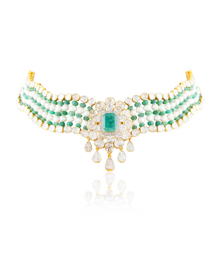 Sanskriti Polki And Diamond Bead Choker