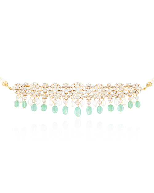 Nida Choker And Sushmita Long Earrings Polki And Diamond Set