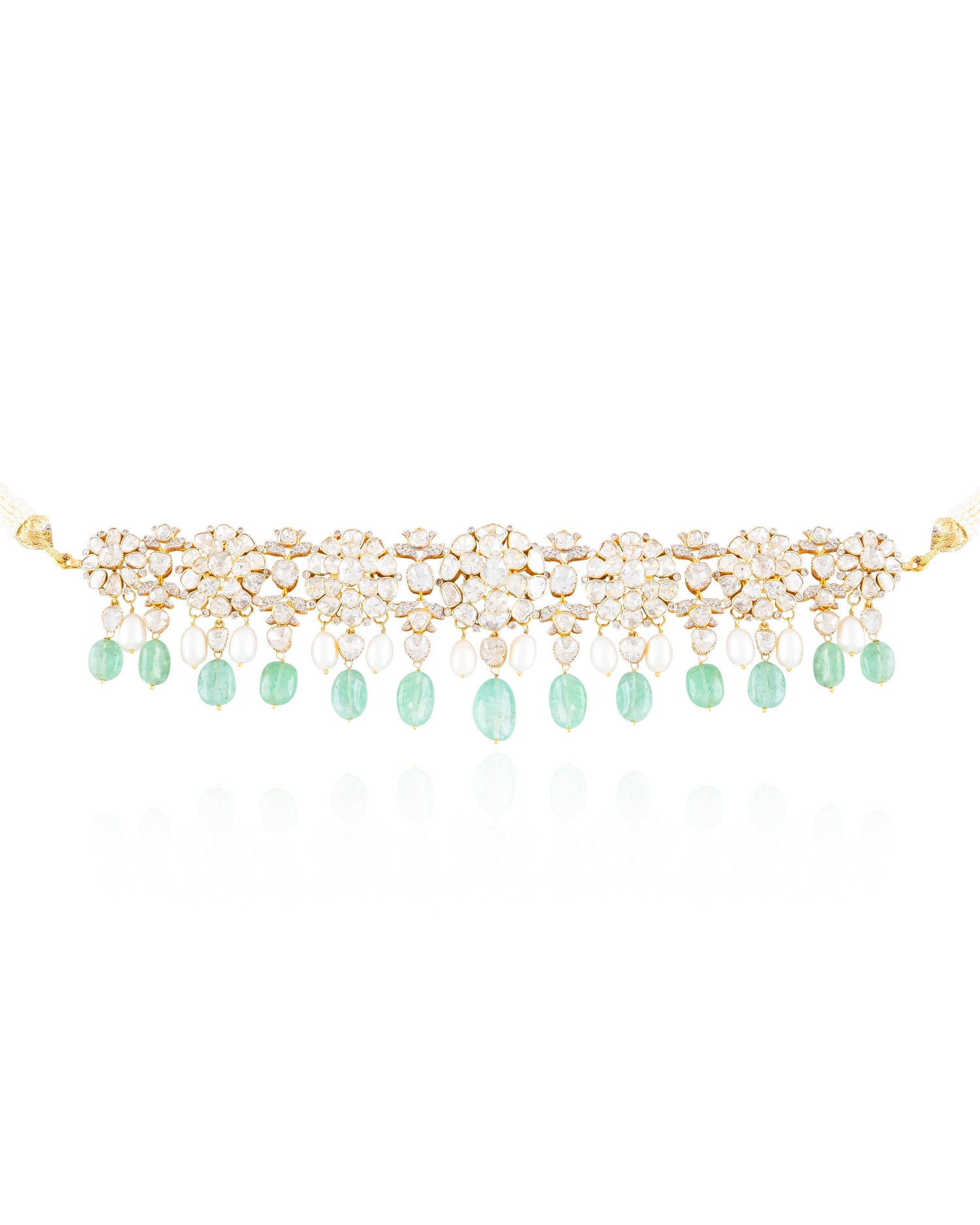 Nida Choker And Sushmita Long Earrings Polki And Diamond Set