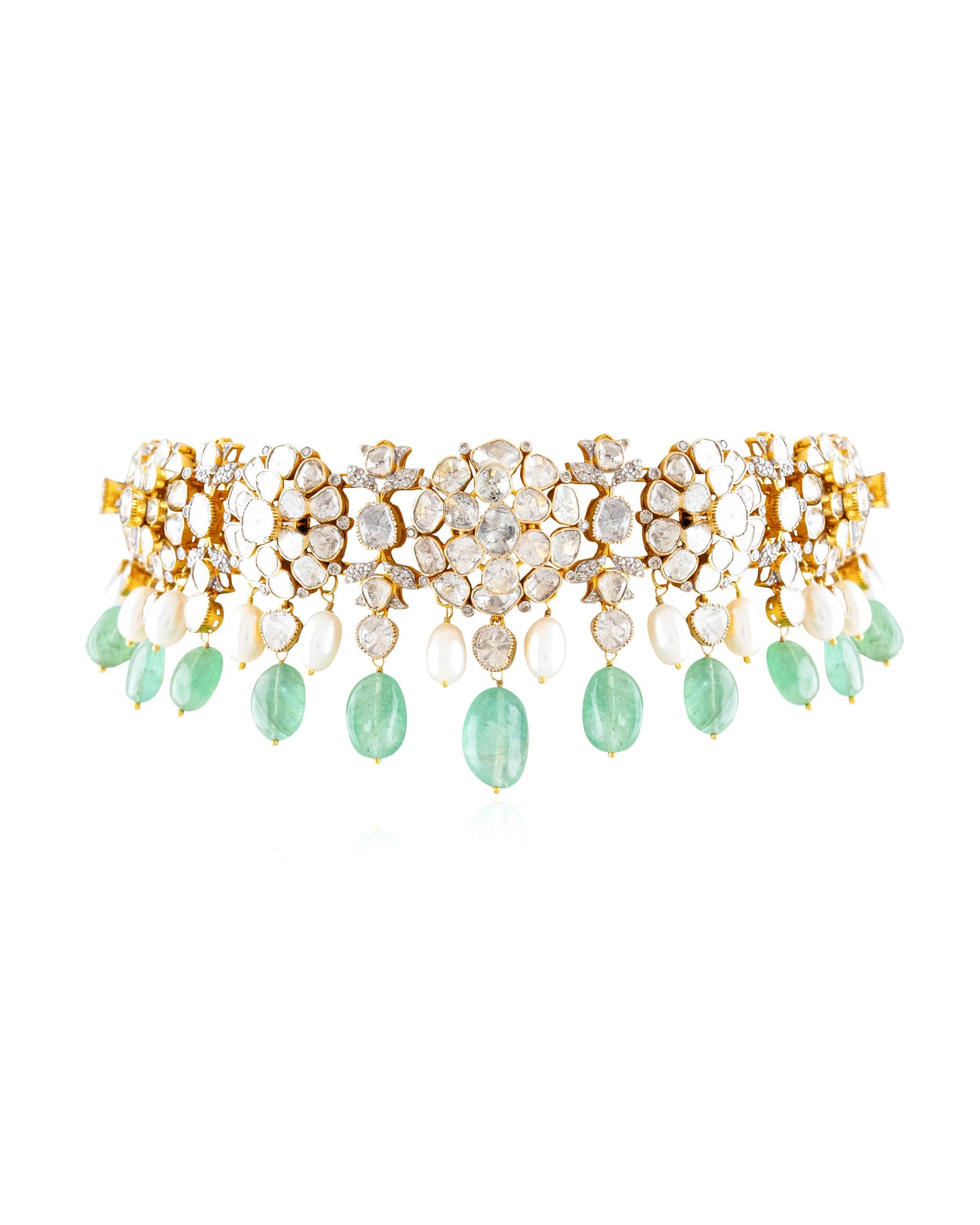 Nida Choker And Sushmita Long Earrings Polki And Diamond Set