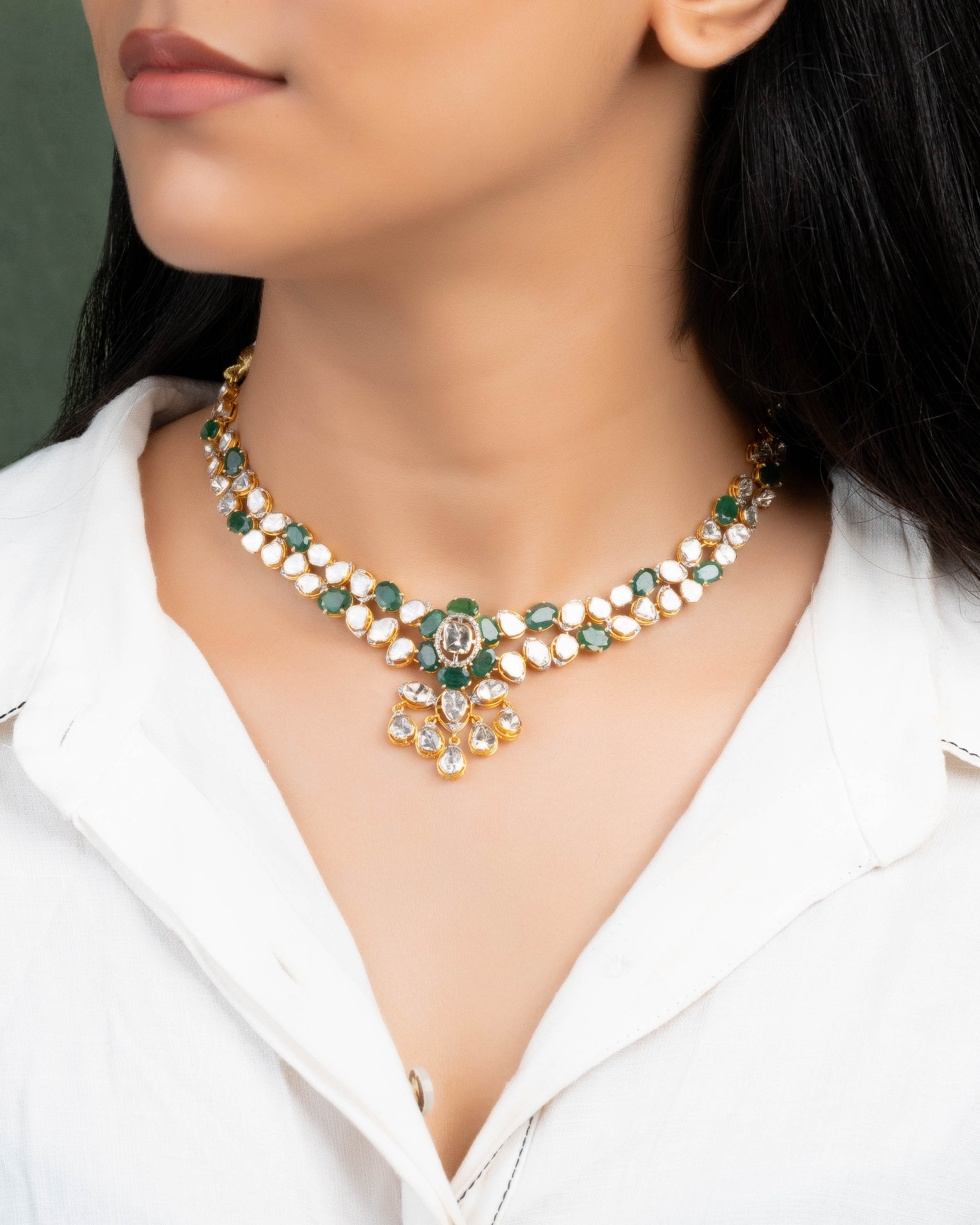 Shrinika Polki And Diamond Necklace