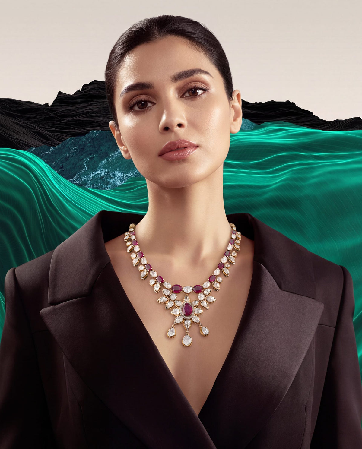 Gurleen Polki And Diamond Necklace