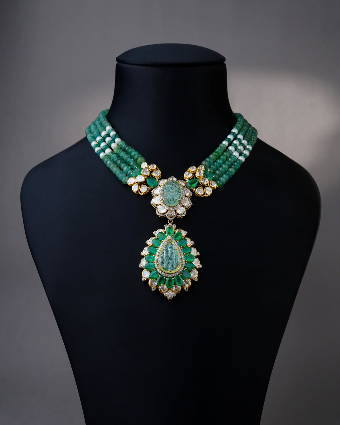 Leena Polki And Diamond Bead Pendant