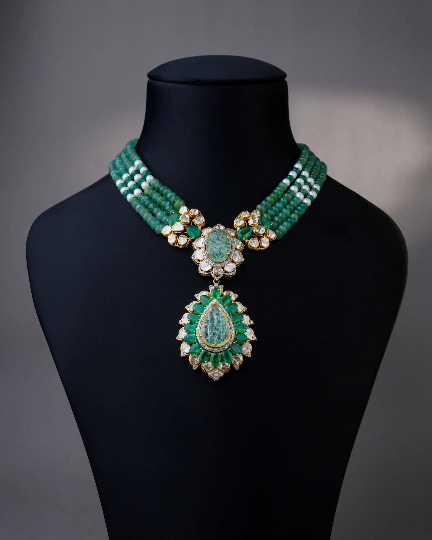 Leena Polki And Diamond Bead Pendant