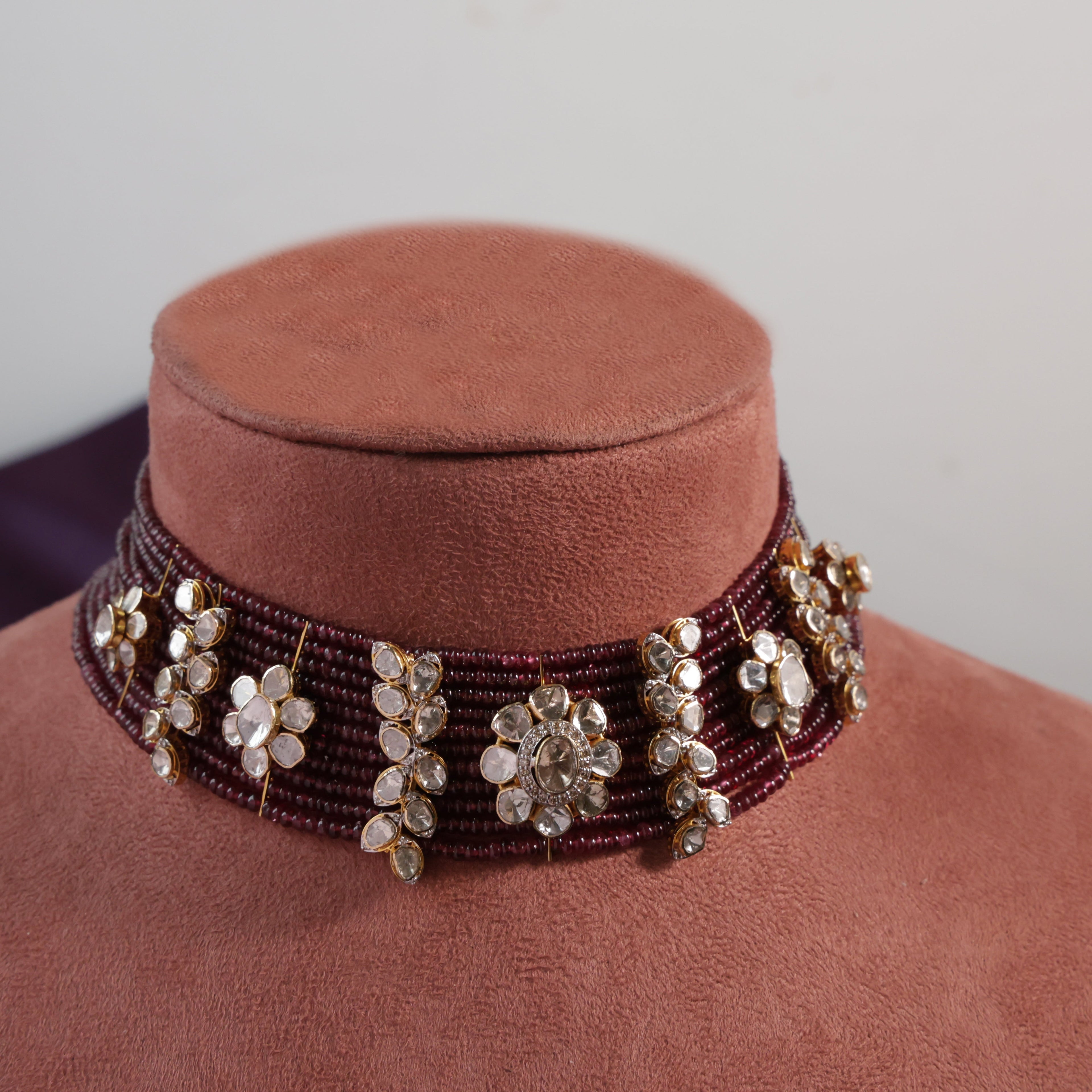 Pihu Polki And Diamond Bead Choker