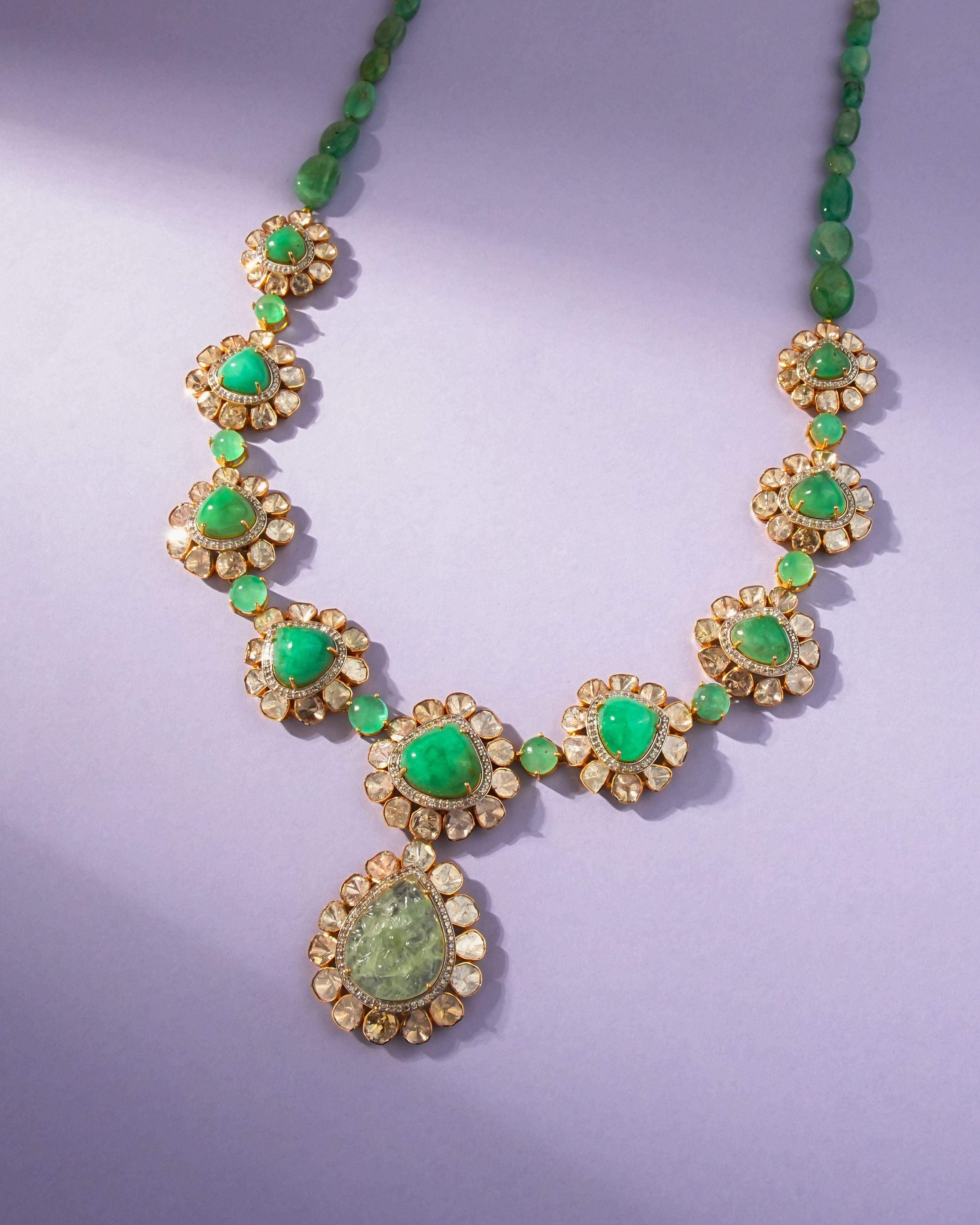 Naina Polki And Diamond Long Necklace