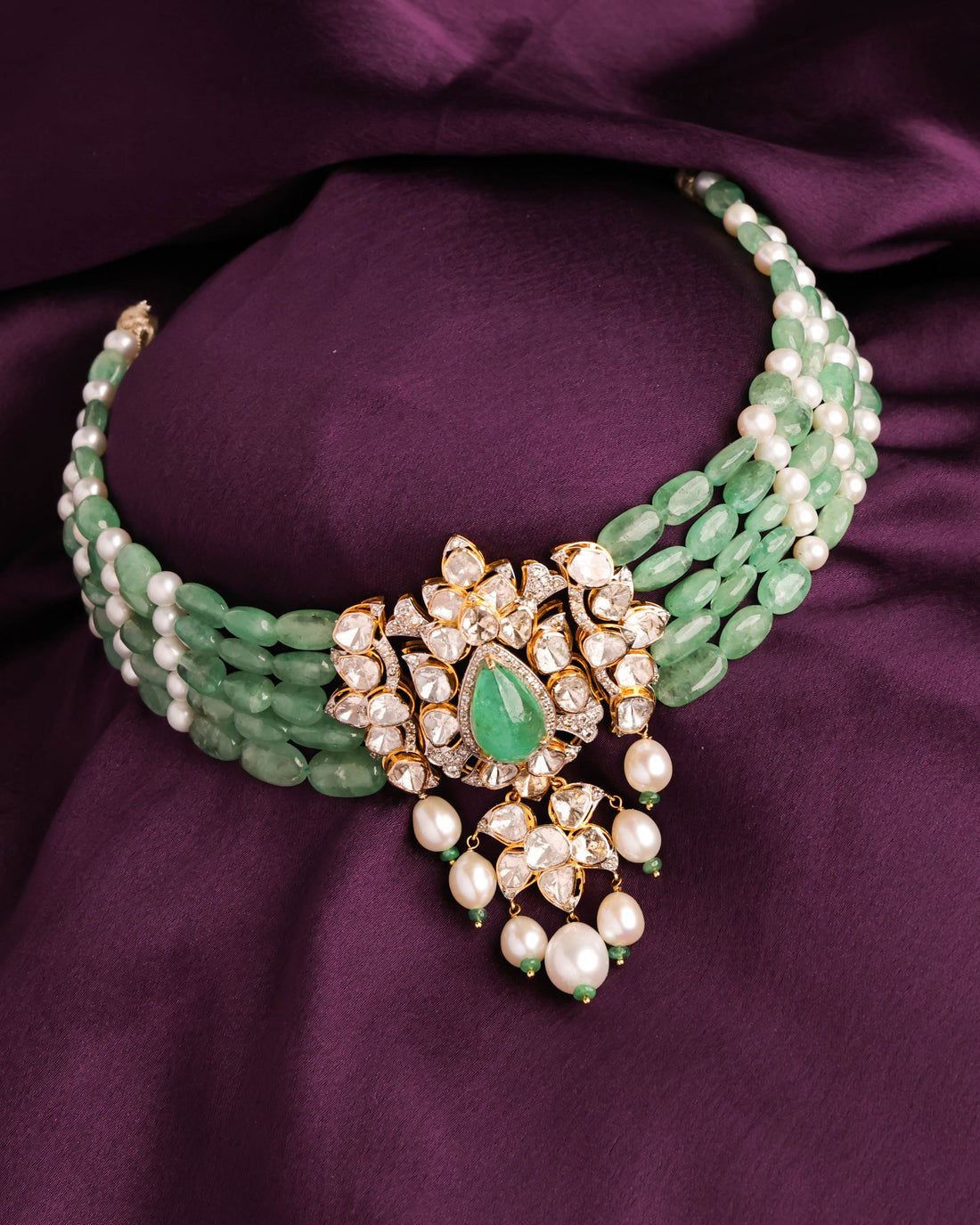 Rakshita Polki And Diamond Bead Choker