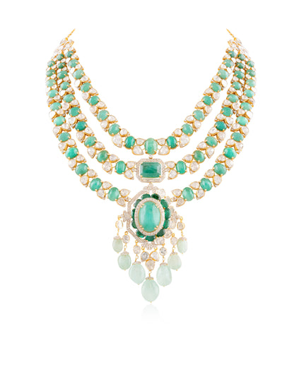 Priyansha Polki And Diamond Long Necklace