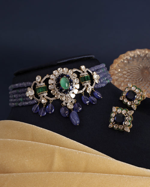 Annie Polki And Diamond Bead Choker