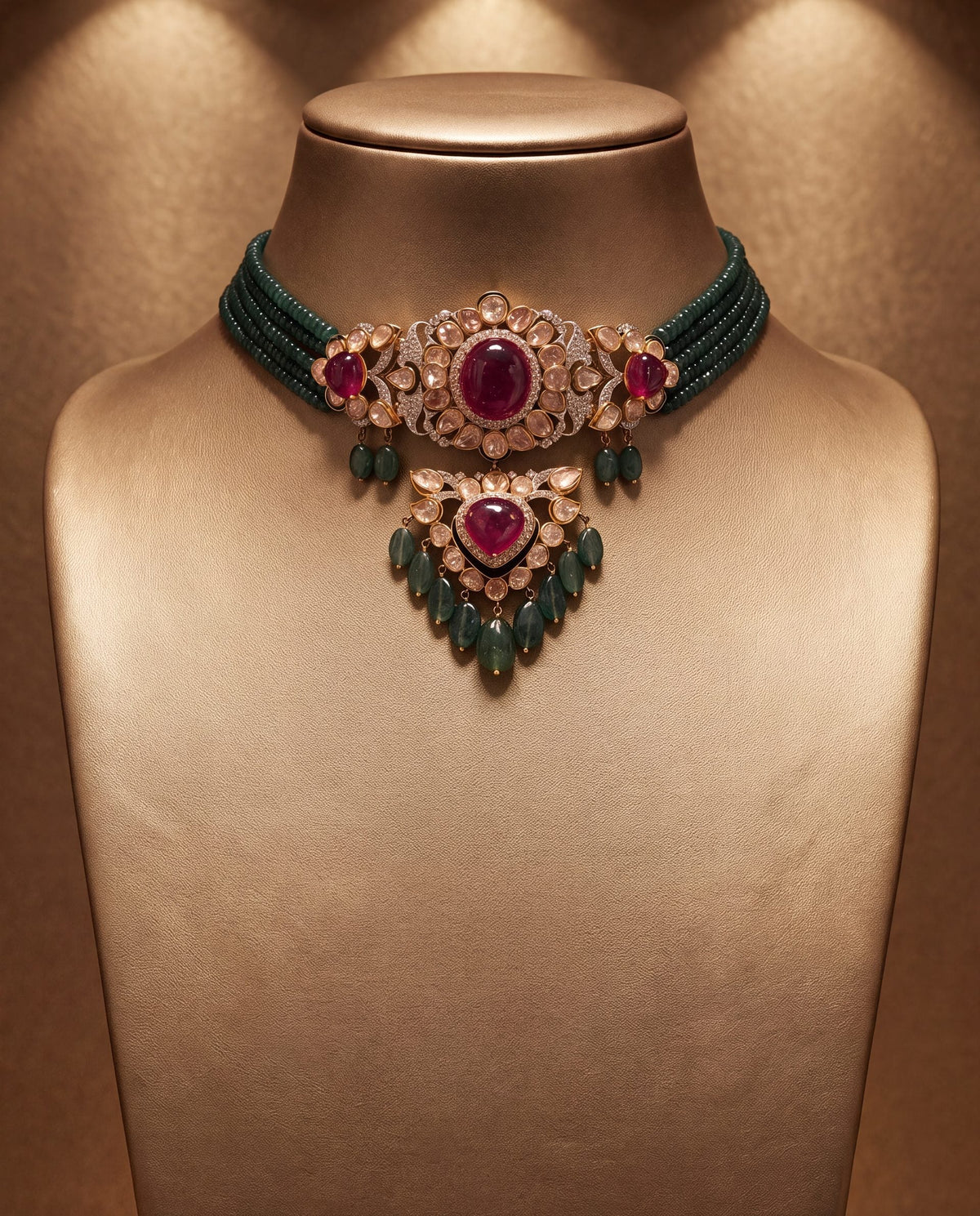 Cleo Polki And Diamond Bead Choker