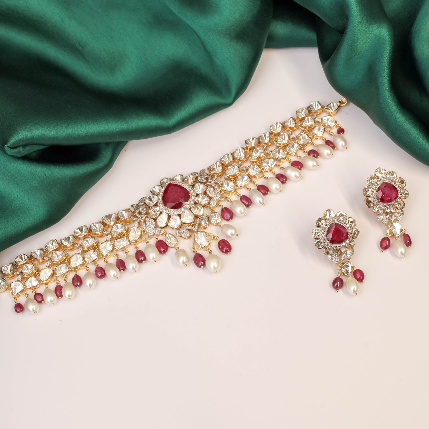 Ziya Polki And Diamond Long Earrings