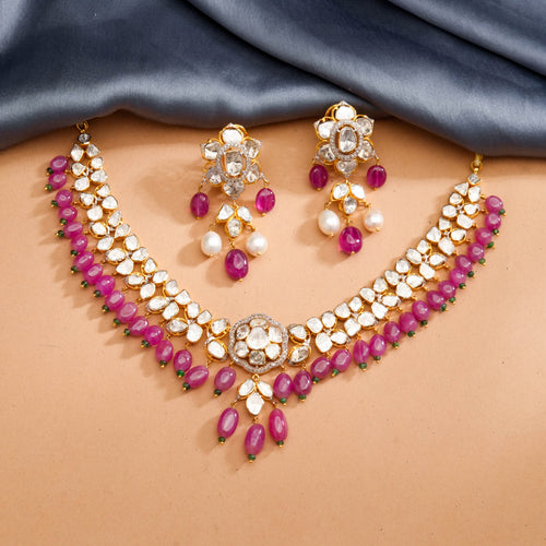 Ashi Polki And Diamond Long Earrings