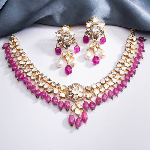 Ashi Polki And Diamond Long Earrings