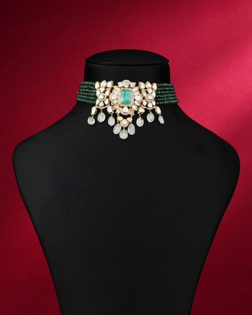 Sakshi Polki And Diamond Bead Choker - NO ORDERS
