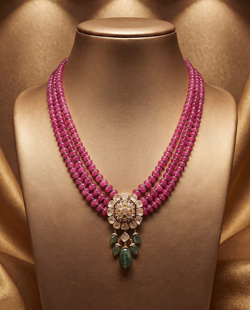 Meher Polki And Diamond Bead Pendant