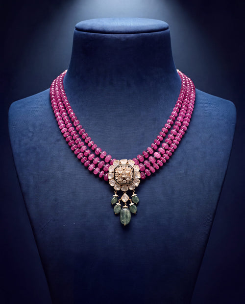 Meher Polki And Diamond Bead Pendant