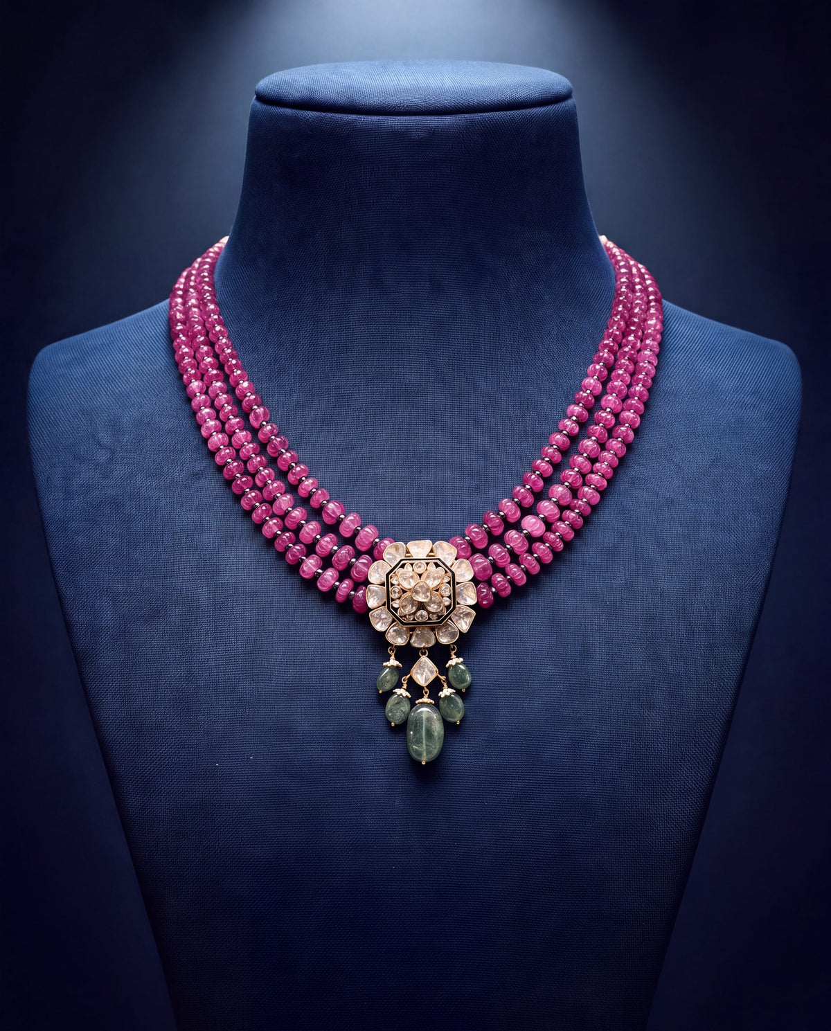 Meher Polki And Diamond Bead Pendant