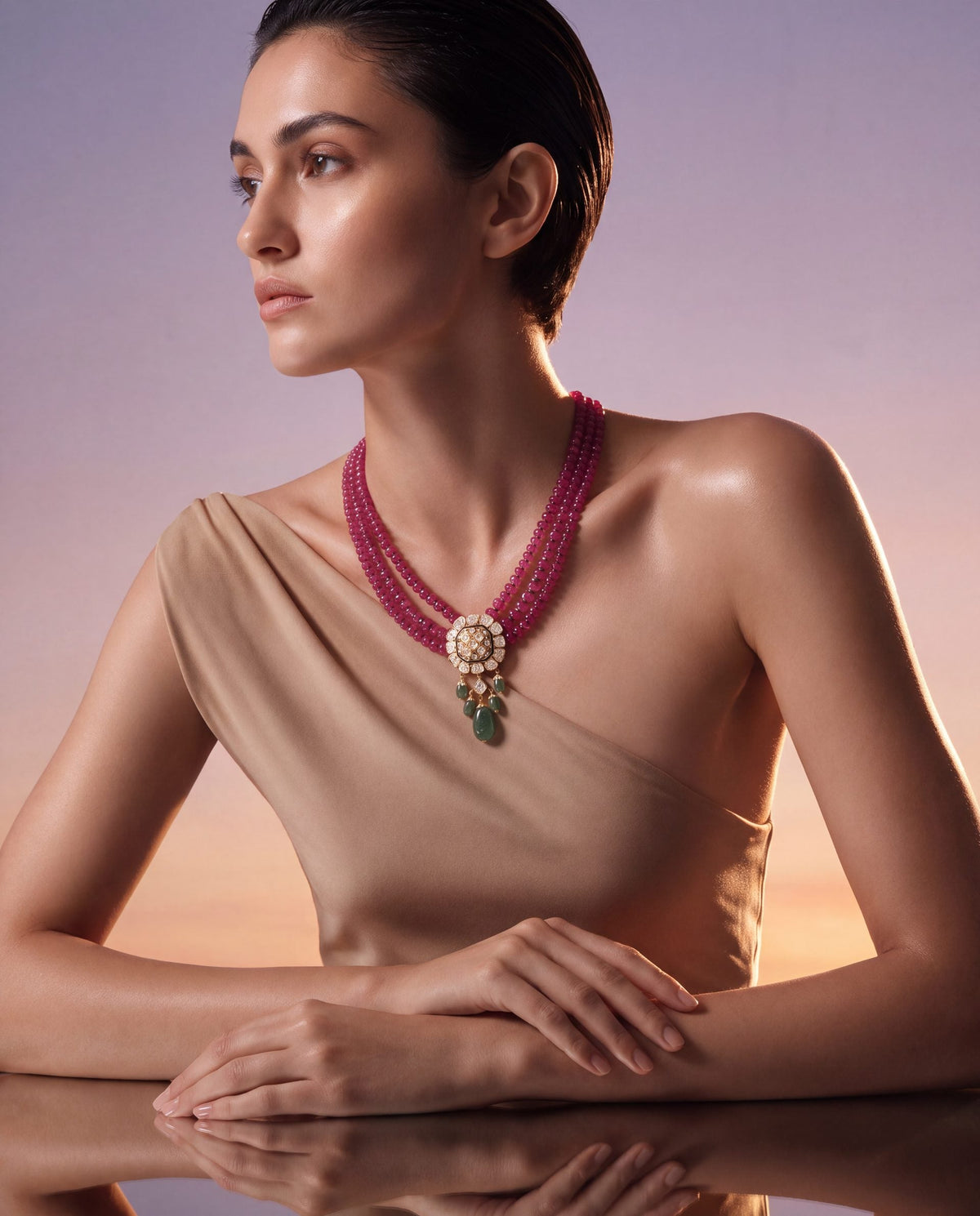 Meher Polki And Diamond Bead Pendant