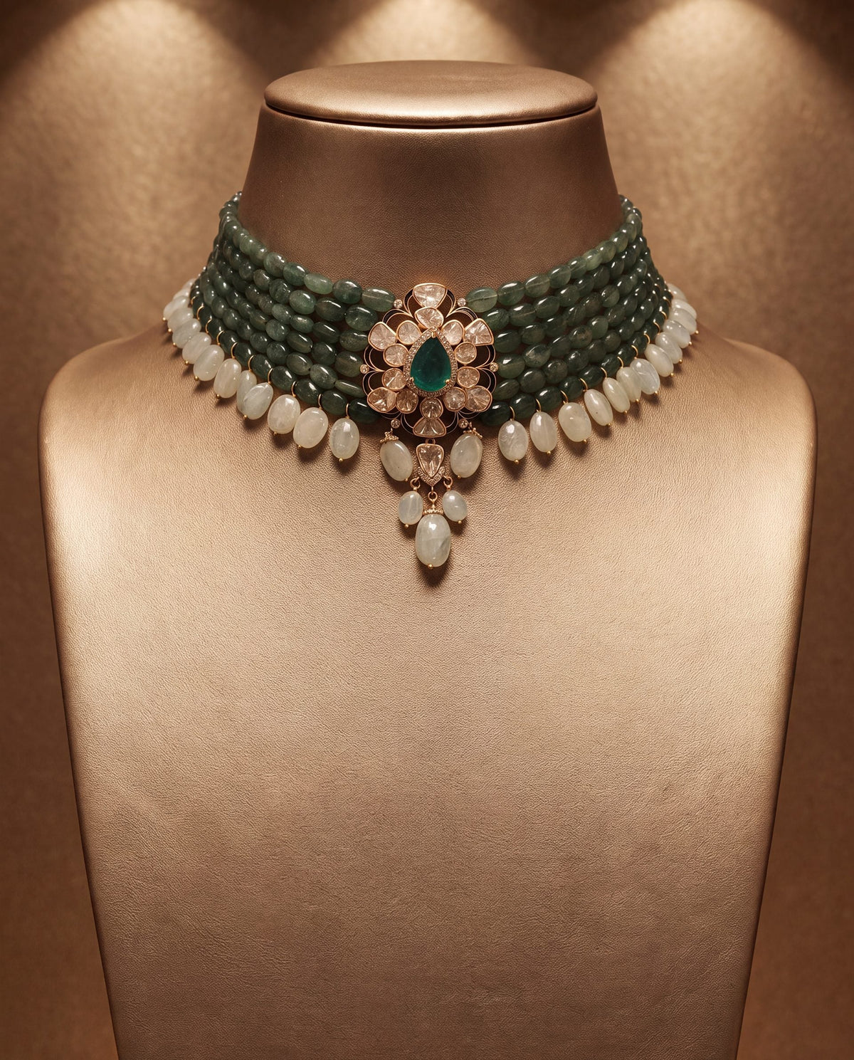 Mahi Polki And Diamond Bead Choker