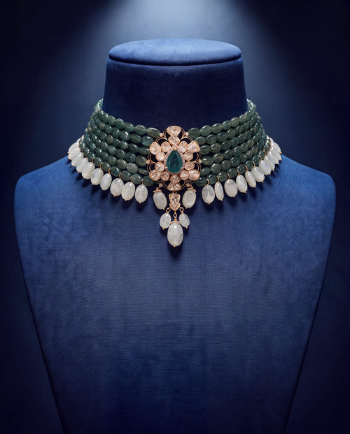 Mahi Polki And Diamond Bead Choker