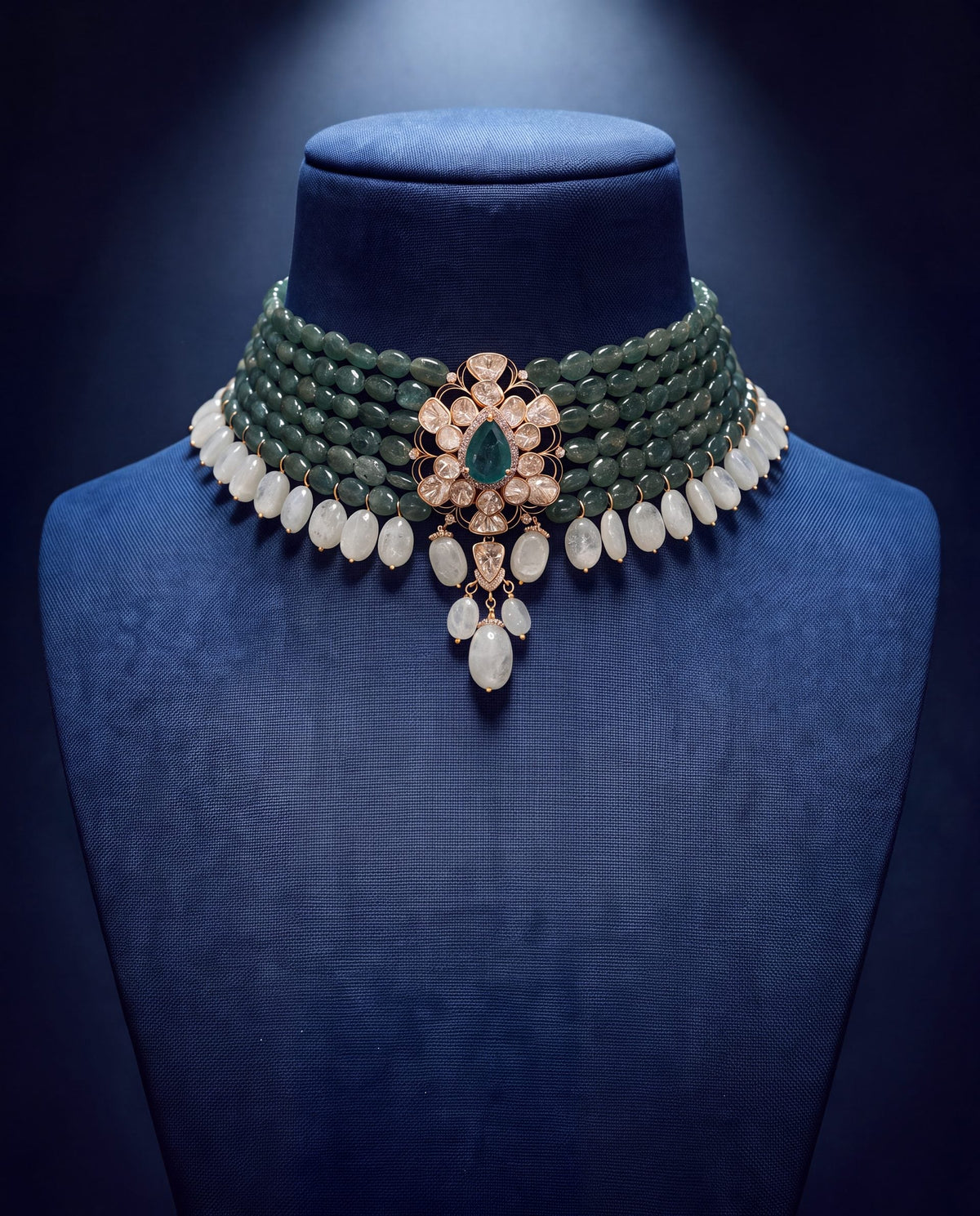 Mahi Polki And Diamond Bead Choker