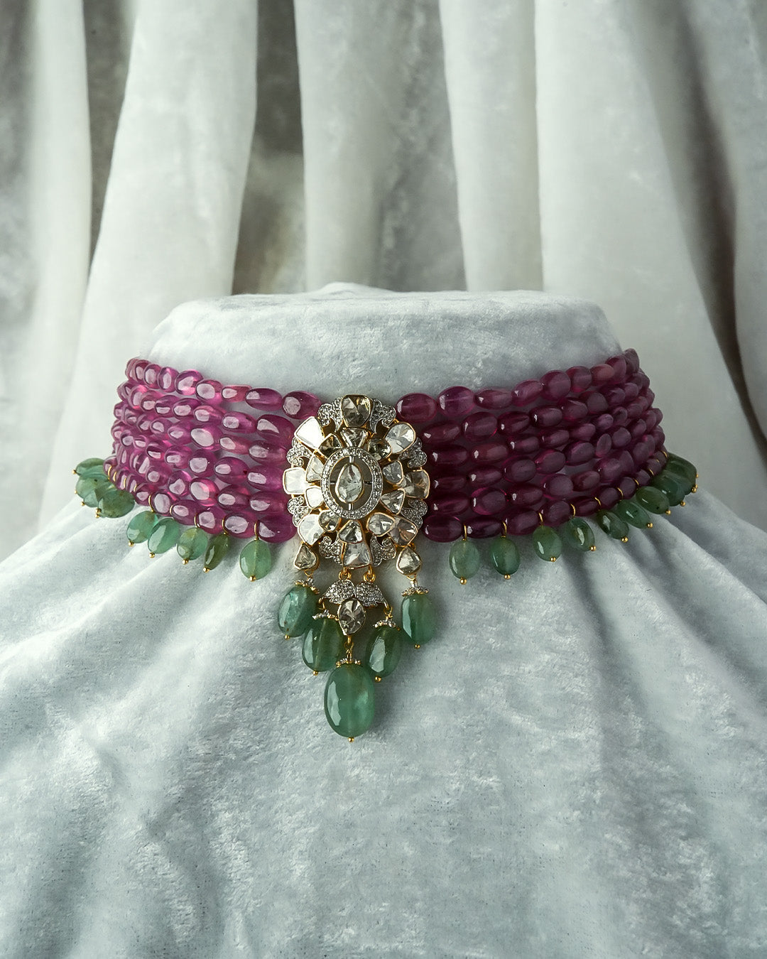 Maya Polki And Diamond Bead Choker - NO ORDERS