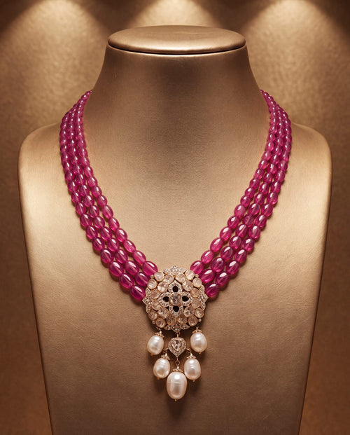 Varnika Polki And Diamond Bead Pendant