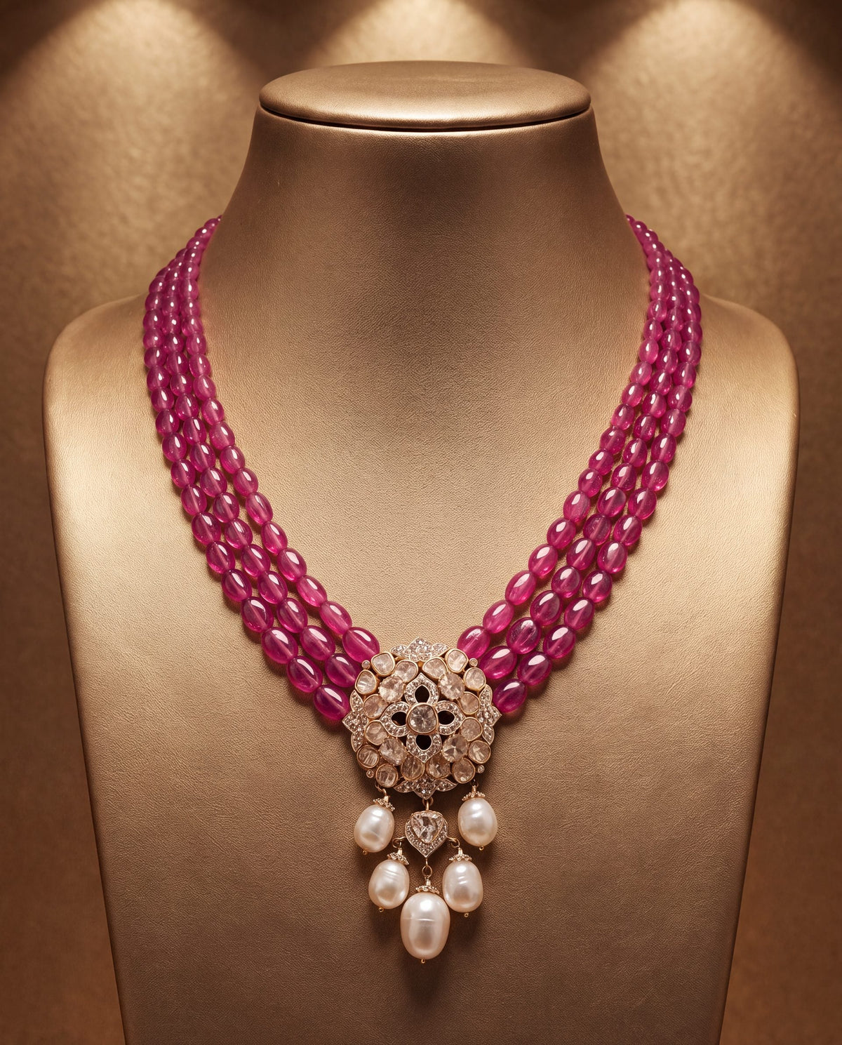 Varnika Polki And Diamond Bead Pendant